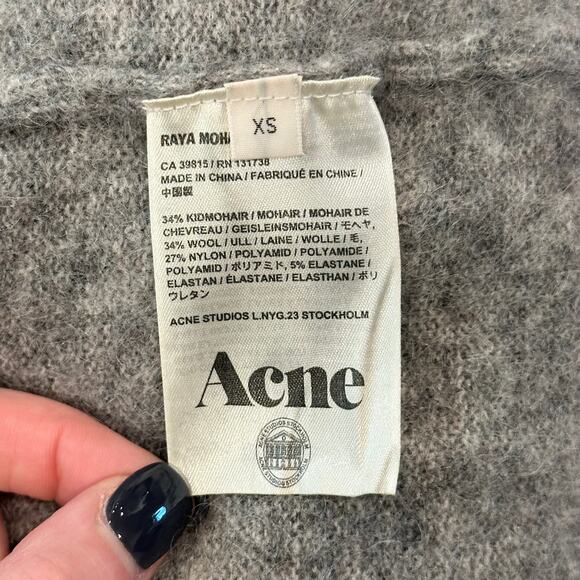 ACNE Studios Raya Mohair Cardigan Wool Blend Open Front Long Duster Sweater Gray - Picture 13 of 14